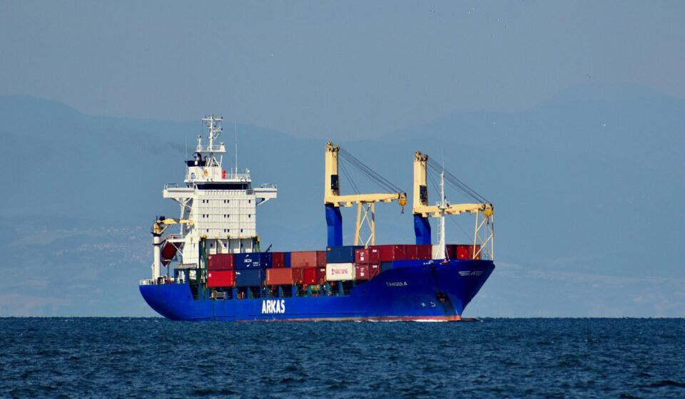 ship, cargo, vessel, container, industry, transport, nature, sea, export, trade, boat, blue, sailing
