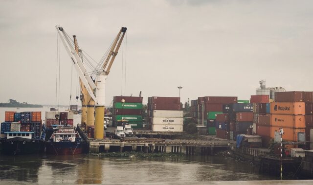port, container, trade, shipping, ship, import, transport, boat, vietnam, crane