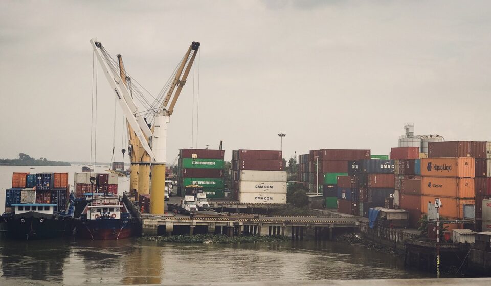 port, container, trade, shipping, ship, import, transport, boat, vietnam, crane