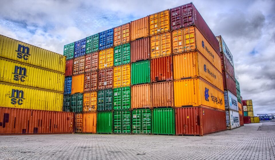 container, port, loading, stacked, container terminal, container handling, freight, nature, transshipment point, germany, to dye, heaven, clouds, hdr, contrast, high dynamic range, multicoloured