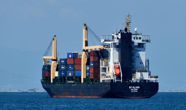 ship, cargo, nature, vessel, container, industry, transport, sea, export, trade, boat, green, sailing, port, thessaloniki, greece