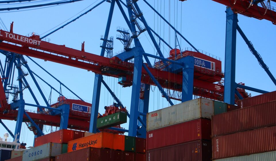 container, port, ship, crane, hamburg, freight, container ship, traffic, industry, logistics, export, delivery, carrier, freighter, shipping, sea, water, trade, shipping company, terminal, globalization, nature, seafaring