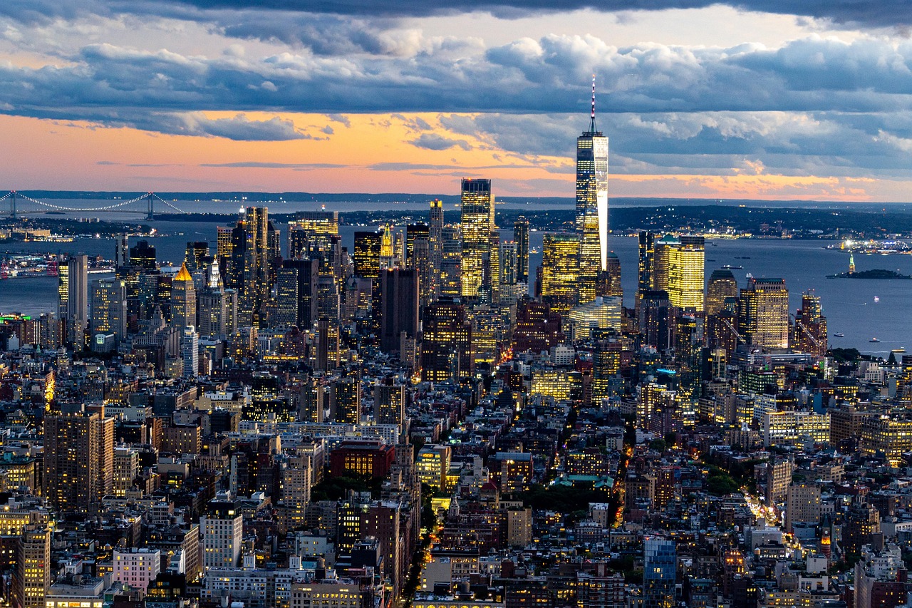 new york, city, night, light, manhattan, skyline, building, urban, evening, new york, new york, new york, new york, new york, city