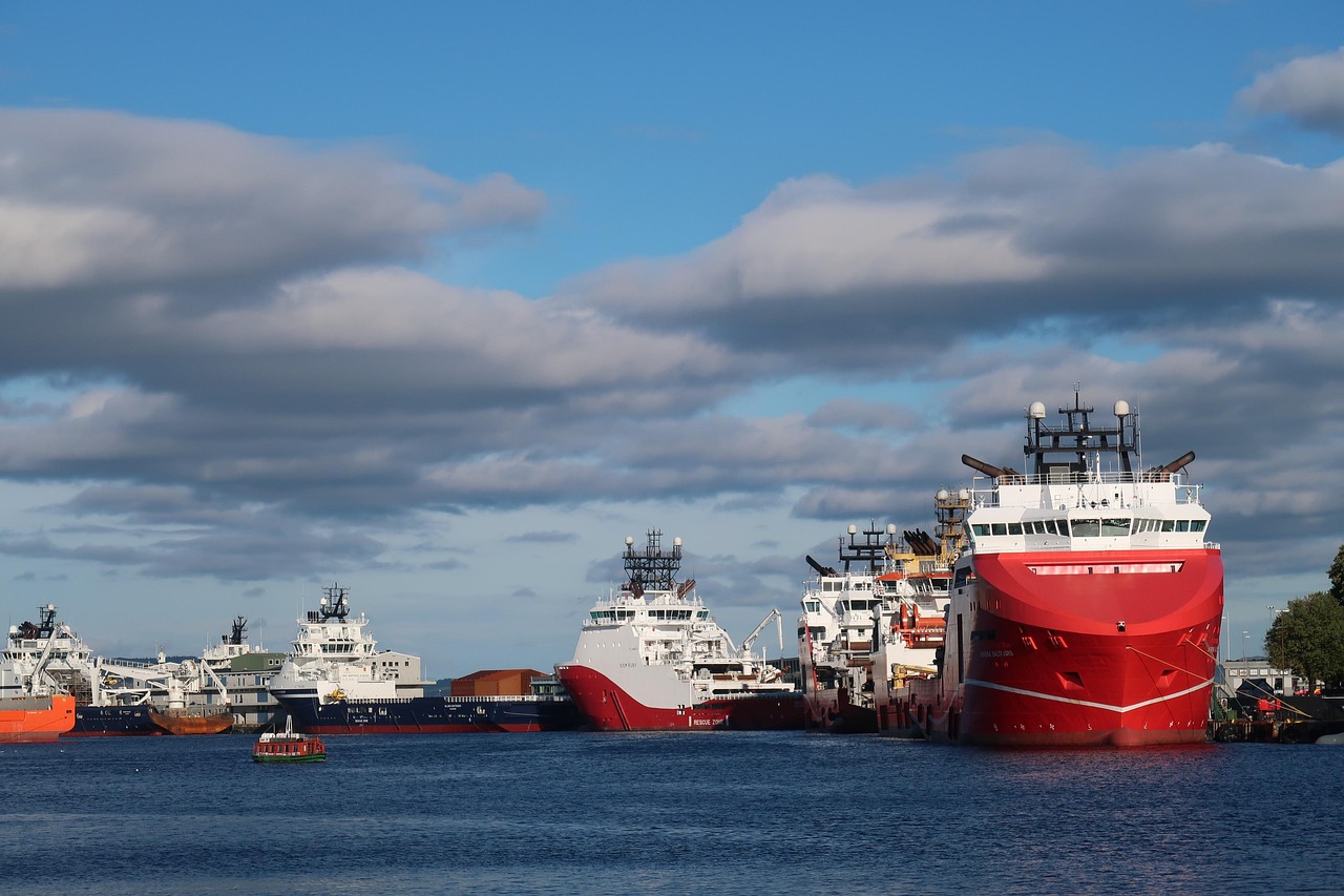port, transport, ships, freight transport, container, logistics, cargo ship, norway, ship, red, clouds, nature, boat, freight, boating