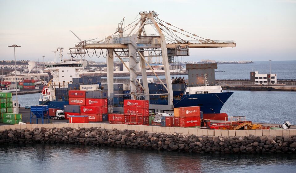 container, port, crane, arrecife, lanzarote, logistics, trade, container ship, freight, water, transshipment point, delivery, shipment, were, nature, export