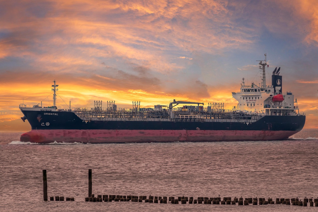 cargo ship, sunset, sea, ship, nature, ocean, freighter ship, transport, technology, coast, container ship, logistics